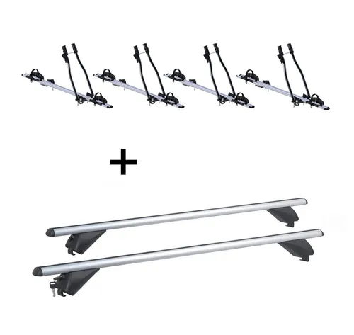 VDP Dachträger für Alfa Romeo Stelvio, 4x Fahrradträger SAGITTAR + Alu Dachträger RB003 - Dachgepäckträger für Alfa Romeo Stelvio (ab 2017) mit 4x SAGITTAR Fahrradträgern. Hochwertig, leicht montierbar, ideal für den sicheren Transport von Fahrrädern bis 15 kg.