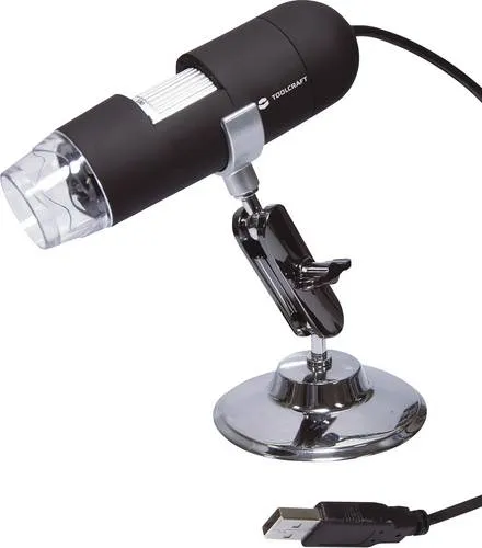 TOOLCRAFT USB Mikroskop 2 Megapixel - Mikroskop mit 200-facher Vergrößerung und 2,0 Mio. Pixel Kamera, ideal für Schule, Hobby oder Beruf zur präzisen Oberflächenanalyse und Detailaufnahme.