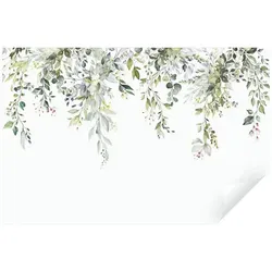 Wallarena Fototapete Blätter Grün Gold Pflanzen Vlies Tapete Wohnzimmer Schlafzimmer, Glatt, botanisch, Tapete inklusive Kleister Vliestapete Motivtapete Wandtapete 3.68 m x 2.54 m