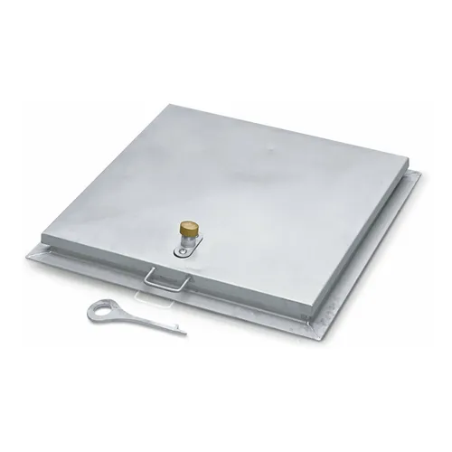 ZARGES Brunnenabdeckung eckig 800 x 800 mm aus feuerverzinktem Stahl - Einzelteile für Schacht- & Steigleitern: Robuste Brunnenabdeckung mit 2,5 mm starkem Blech, Gasdruckdämpfer und selbsteinfallendem Verschluss für höchste Sicherheit.