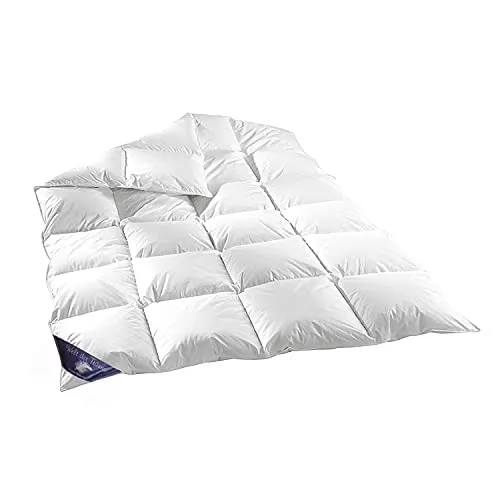 135x200cm Daunendecke - 5% Daunen, 95% Federn, 1600g Füllgewicht, extra warm und ideal für ganzjährigen Komfort