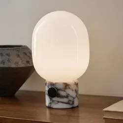 Tischleuchte Audo Copenhagen, JWDA, dimmbar, Weiß, für Wohnzimmer, Glas, Design - 32