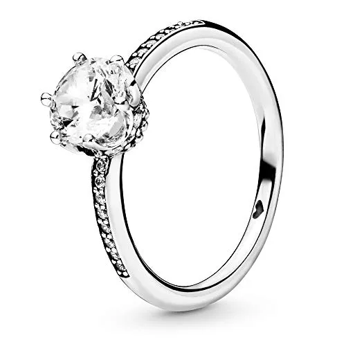 PANDORA Damen-Solitär Freundschaftsring - 925 Sterling Silber, Ringgröße 60 - Ringe für Damen, eleganter Solitärring aus hochwertigem 925 Sterling Silber, perfekt für besondere Anlässe oder als Freundschaftszeichen.