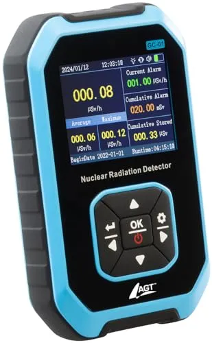 AGT Strahlungsmessgerät: Digitaler Akku-Geigerzähler für Beta-, Gamma- und Röntgenstrahlung - Kompaktes Messgerät mit LCD-Farb-Display und USB-C-Ladefunktion, ideal für präzise Strahlenmessung im Alltag.