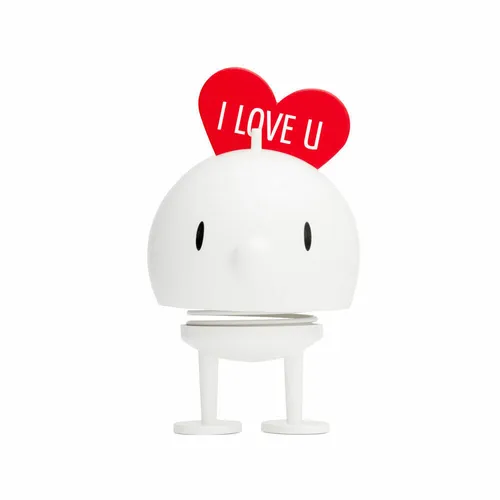 Hoptimist Dekofigur Love Bumble M White - Wackelfigur mit Herz - Figuren, Skulpturen & Statuen - Charmante 12 cm große Wackelfigur aus Kunststoff, die Freude und Liebe in jedes Zuhause bringt.