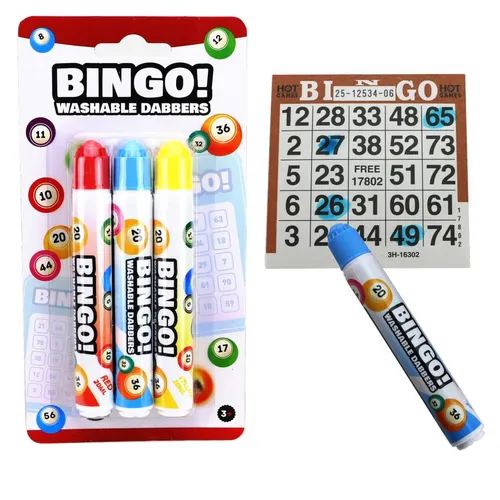 Bingo Marker 3er Set – Stifte zum Markieren für Bingo und Lotto - Praktisches 3er Set Markierstifte für Bingo und Lotto, 10mm breite Spitze, ideal für Spieleabende mit Familie und Freunden. Helle Farben sorgen für gute Sichtbarkeit.