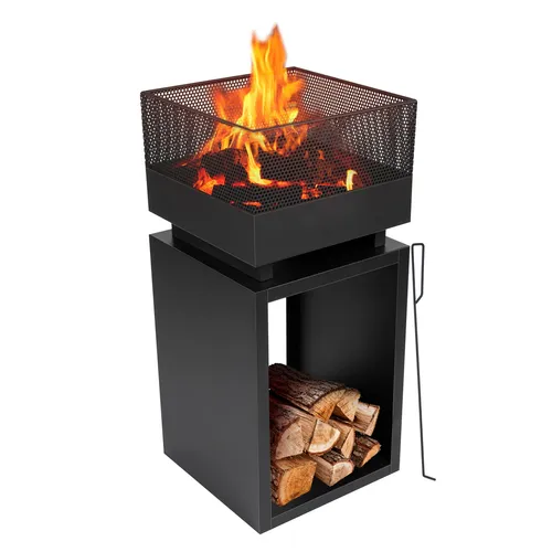 BBQ Collection Terrassenofen mit Schornstein - Grill & Feuerstelle in einem, ideal für gemütliche Abende im Freien, mit Funkenschutz für zusätzliche Sicherheit.