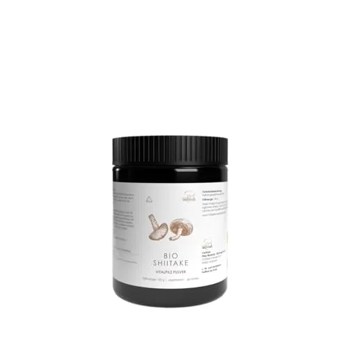 Pilze Wohlrab - Bio Shiitake Pilze Pulver, 100 g, Reines Shitake Pilz Pulver, Vitalpilze, Höchste Bio-Qualität, 1 Dose