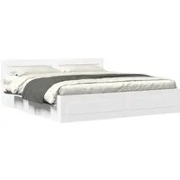 vidaXL Bettgestell 180x200cm mit Kopfteil und Stauraum - Doppelbett aus langlebigem Holzwerkstoff mit Lattenrost für optimale Matratzenunterstützung und praktischen Schubladen zur Aufbewahrung. Ideal für ein einladendes Schlafzimmer.