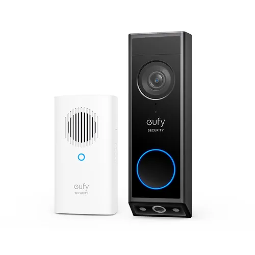 Eufy Security Dual Kameras Video Doorbell E340 Schwarz - Türklingelanlage mit Dual-Kamera für klare Videoüberwachung, kompatibel mit Alexa und Google Assistant für smartes Zuhause.