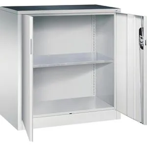 CP Stahlschrank 8821-000 S10200 lichtgrau - Robuster Stahlschrank für Gewerbe und Büro, abschließbar mit 70 kg Fachboden, platz für 2 Ordnerreihen, ideal als Raumteiler, Lieferung bereits aufgebaut.