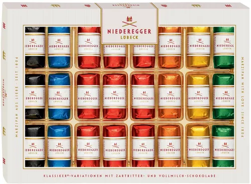 Niederegger Marzipan KLASSIKER Pralinenkasten 300g - Schokoladenbonbons & Pralinen, exquisite Marzipan Pralinen Mischung, ideal als Geschenk für besondere Anlässe wie Geburtstag oder Hochzeit.