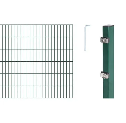 Alberts 650193 Doppelstabmattenzaun 10 tlg. Komplettset - Dekorativer Doppelstabmattenzaun aus feuerverzinktem Stahl, robust und rostfrei. Ideal für sicheres Einzäunen mit einer Höhe von 120 cm und einer Länge von 8 m.