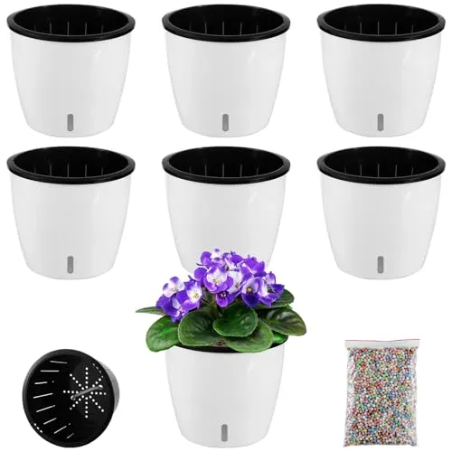 Selbstbewässernde Blumentöpfe für Zimmerpflanzen mit Wasseranzeige und schwarzen Dochttöpfen, große afrikanische Veilchen-Töpfe, selbstbewässernde Pflanzgefäße für Teufels-Efeu, Orchideentöpfe für