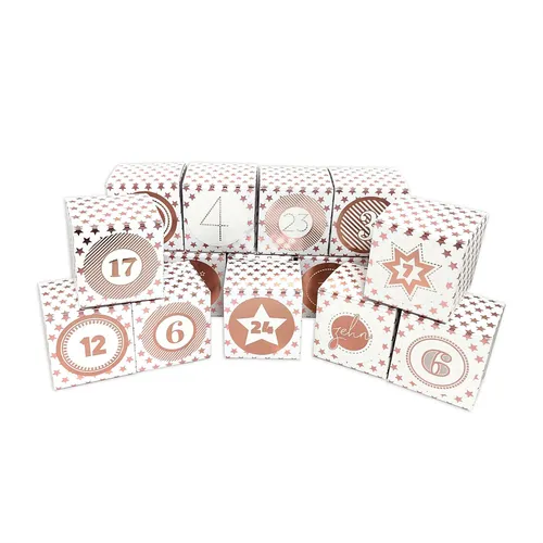 DIY Adventskalender zum Befüllen Faltschachteln rosegold XL Ziffern rosegold