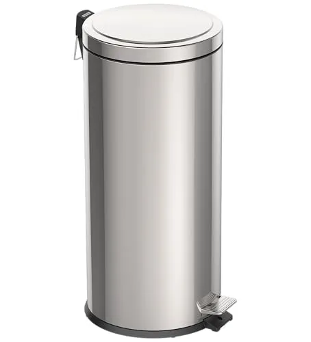 Tramontina Tretmülleimer Edelstahl 30 l - Haushaltszubehör: Eleganter Edelstahl-Mülleimer mit 30 l Fassungsvermögen und praktischer Tretmechanik für hygienische Müllentsorgung in der Küche.