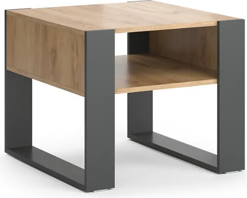 Vicco Couchtisch - Anthrazit/Goldcraft Eiche, 59.2 x 50.6 cm - Stylischer Couchtisch mit pflegeleichter Tischplatte aus Spanplatte und robustem Kufengestell. Perfekt für kleine Räume und modernes Wohndesign.