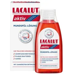 Lacalut aktiv Mundspüllösung - Alkoholfreie Mundspülung für gesunde Zähne und Zahnfleisch, bietet 12-Stunden-Langzeitschutz gegen Plaque und Karies, ideal für die tägliche Zahnpflege.