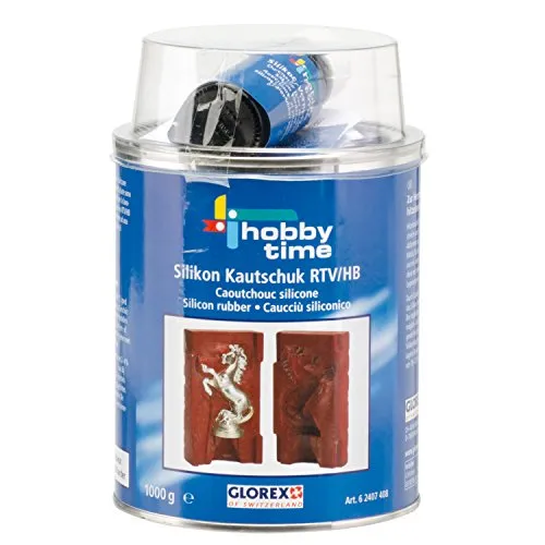 Glorex Silikon Kautschuk RTV HB - Hitzebeständige Abformmasse 1000 g - Modelliermassen: Hitzebeständiger Silikon-Kautschuk für präzise Formen, ideal für niedrigschmelzende Metalle, mit hoher Elastizität und Einreißfestigkeit bis 250 °C.