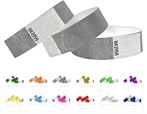 Eintrittsbänder aus Tyvek - Party Einlassbänder, Securebänder, Festival Armbänder, Kontrollbänder für dein Event (Silver, 1000 Pack) 1000