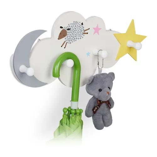 Kindergarderobe Wolke Garderobenleiste Kinderjackenhalter Wand Kleiderhaken weiß