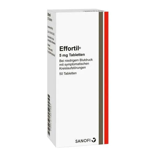 Effortil 50 ST - Blutdrucksteigerndes Arzneimittel - Arzneimittel zur Behandlung von Hypotonie bei Kreislaufregulationsstörungen, ideal bei Schwindel und Schwächegefühl durch Lagewechsel.