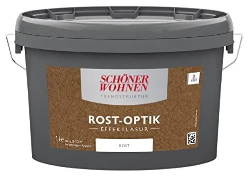 Schöner Wohnen Trendstruktur Effektfarbe Rost-Optik 1 L - Innen- & Außenfarben: Wasserbasierte Effektlasur in Rost-Optik für kreative Wandgestaltungen mit einzigartigem Struktur-Effekt.