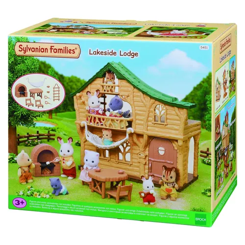 Sylvanian Families 5451 Haus am See - Puppenhaus Spielset, 2 Ebenen mit Rutsche und Poolumbau, ideal für kreative Spielstunden ab 3 Jahren