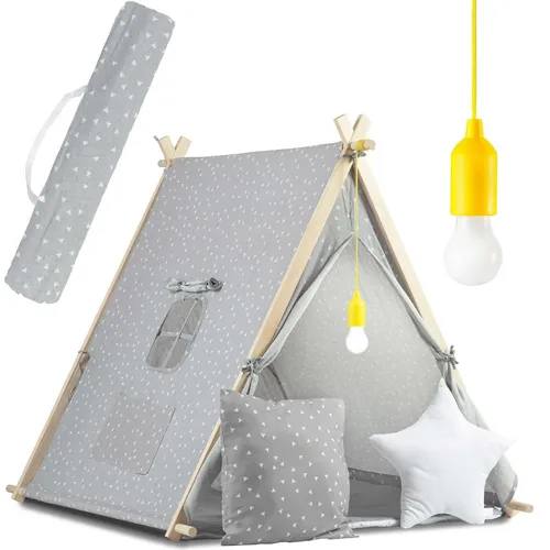 Hauszelt für Kinder mit einer Nukido-Lampe – grau