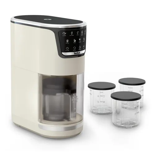 Tefal Dolci IG602A Eismaschine - Die Tefal Dolci IG602A Eismaschine zaubert schnell verschiedene Eissorten und Kaltgetränke. Mit zehn automatischen Programmen und einer einfachen Handhabung ist sie ideal für kreative Küchenerlebnisse.