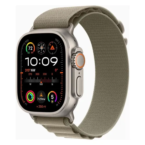 Apple Watch Ultra 2 4G 49 mm - Robuste Titan-Smartwatch mit Alpine Armband Grün, ideal für Outdoor-Sportarten und wasser- sowie staubbeständig