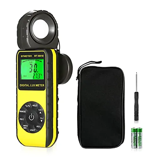 Digital Luxmeter Lichtmessgerät, BTMETER BT-881E Belichtungsmesser 0,01~300,000 Lux/FC Light Meter mit Backlit LCD, Lichtmesser für Fotografie, Pflanzen