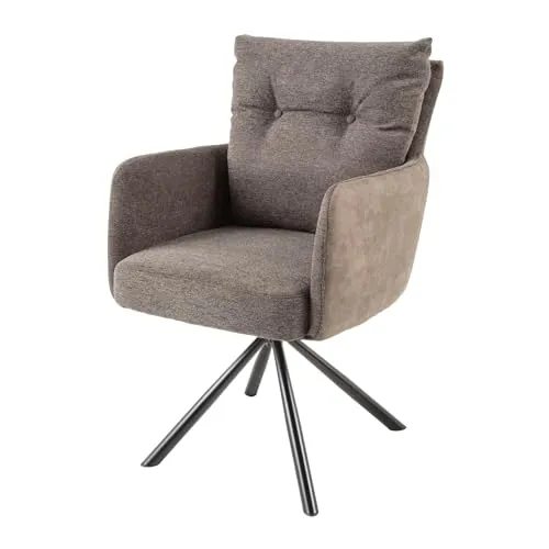 Riess-Ambiente Polsterstuhl BIG GEORGE taupe/schwarz - Polsterstuhl mit Armlehnen, 360° drehbar und Federkern für optimalen Sitzkomfort. Ideal für Esszimmer und stilvolle Einrichtung.