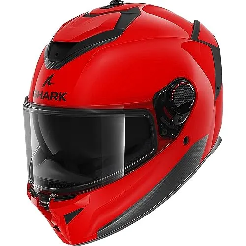 Shark Spartan GT Pro Blank Helm, rot, Größe M für Männer - Motorradhelm mit Fiberglas-Außenschale und optimaler Passform dank 2 Außenschalen-Größen, ideal für Sicherheit und Komfort auf der Straße.