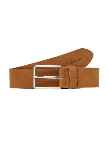 s.Oliver Taillengürtel braun 105 - Hochwertiger Gürtel aus 100% Rindsleder in Braun, ideal für den casual Look, mit einfacher Dornschließe für einfachen Tragekomfort.