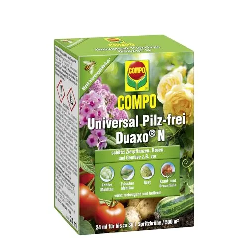 Compo Universal Pilz-frei Duaxo 24 ml - Effektives Fungizid-Konzentrat für Zierpflanzen und Gemüse im Garten. Fördert kräftigen Wuchs und Blattgrün. Ergiebig: 24 ml für bis zu 500 m².