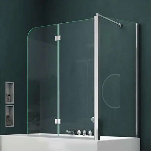 Mai & Mai Badewannenaufsatz C113 - Elegante Duschwand aus 6mm ESG-Sicherheitsglas mit NANO-Beschichtung für einfache Reinigung. Schwenkbar um 180°, ideal für jedes Badezimmer.