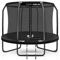 Thunder Gartentrampolin Elite 305cm mit Innennetz - Das Thunder Gartentrampolin Elite 305 cm überzeugt durch Sicherheit und Spaß für die ganze Familie. Robuste Bauweise mit geprüften Materialien sorgt für langlebigen Outdoor-Spaß. Ideal für aktive Freizeitgestaltung!