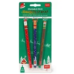 Legami Löschbare Gelstifte naughty or nice? Weihnachten Set - Set von 6 löschbaren Gelstiften, perfekt für kreative Weihnachtsgrüße und Bastelprojekte. Ideal für Kinder und Erwachsene!