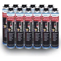 beko Pistolenschaum Polyurethanschaum 750 ml - Fugenabdichtungen: 1-Komponenten-Polyurethanschaum mit schalldämmender Wirkung bis 59 dB, ideal für Fenster- und Türmontage, einfache Anwendung mit Pistole, formstabil und schneidbar nach 35 Minuten.