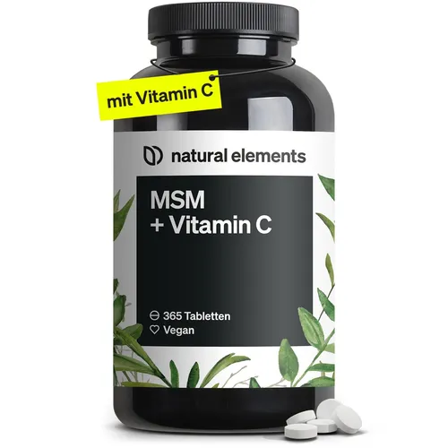 MSM mit Vitamin C Tabletten NATURAL ELEMENTS - Hochwertige Mineralstofftabletten mit Vitamin C, unterstützen die Gelenkgesundheit und das Immunsystem, ideal für aktive Lebensstile.