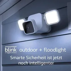Blink Outdoor + Floodlight Überwachungskamera Set - Überwachungskamera Set für den Außenbereich mit Lichtsensor und Full HD (1080p) Auflösung, ideal für die Sicherheit Ihres Hauses. Kompatibel mit Amazon Alexa.