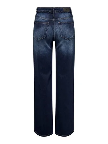 ONLY Weite Jeans ONLMadison - Dunkelblaue Jeans für Damen - Jeans in Mid Waist mit schlichtem Design, ideal für vielseitige Outfits. Komfortable Passform dank 92% Baumwolle und 6% Elastomultiester.