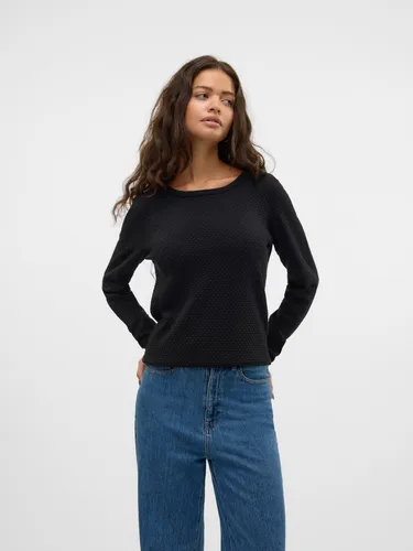 Vero Moda Rundhalspullover VMCARE SHINE LS O-NECK PULLOVER mit leichtem Glitzereffekt, Black Detail:W. BLACK LUREX