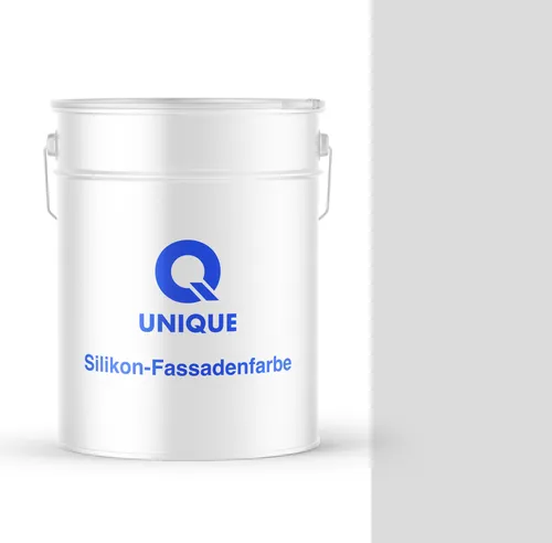 Q UNIQUE Fassadenfarbe – Premium Silikonharz-Fassadenfarbe für Außen, wetterfest, 10L, Weiß-grau
