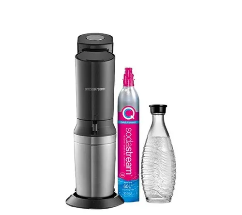 SodaStream Crystal 3.0 titan Vorteilspack - Trinkwassersprudler mit 3 Glaskaraffen, intuitives Quick-Connect-Zylindersystem für müheloses Sprudeln