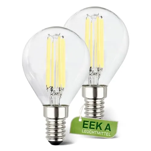 BRILONER - EEK A 2er Set Filament LED Lampe E14 Tropfen, warmweißes Licht, 2,5W, 525lm, LED Glühbirne, Leuchtmittel, Birne, Glühlampen, Bulb
