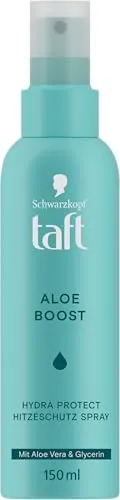 Taft Aloe Boost Hydra Protect Hitzeschutz-Spray (150 ml), feuchtigkeitsspendendes Styling Spray für bis zu 230 °C Hitzeschutz und sofortigen Glanz, Leave In mit Aloe Vera & Glycerin