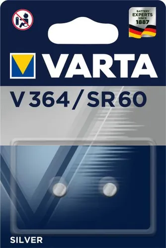 VARTA Knopfzellen V364/SR60 - 2 Stück - Batterien für elektronische Kleingeräte, kindersichere Verpackung und zuverlässige Stromquelle mit langer Lebensdauer, Made in Germany.