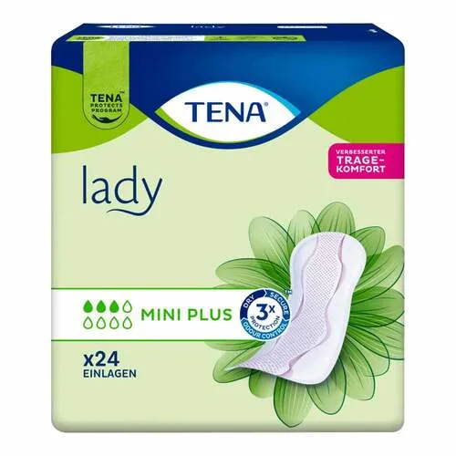 TENA LADY mini plus Inkontinenz Einlagen 24 St - Diskrete Inkontinenz Einlagen für Frauen, mit hoher Saugfähigkeit und sicheren Schutz für den Alltag.